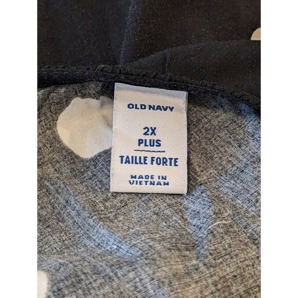 Old Navy Dress Plus 2X Black White Polka Dot Waist Defined V Neck Flutter Sleeve - Picture 7 of 8